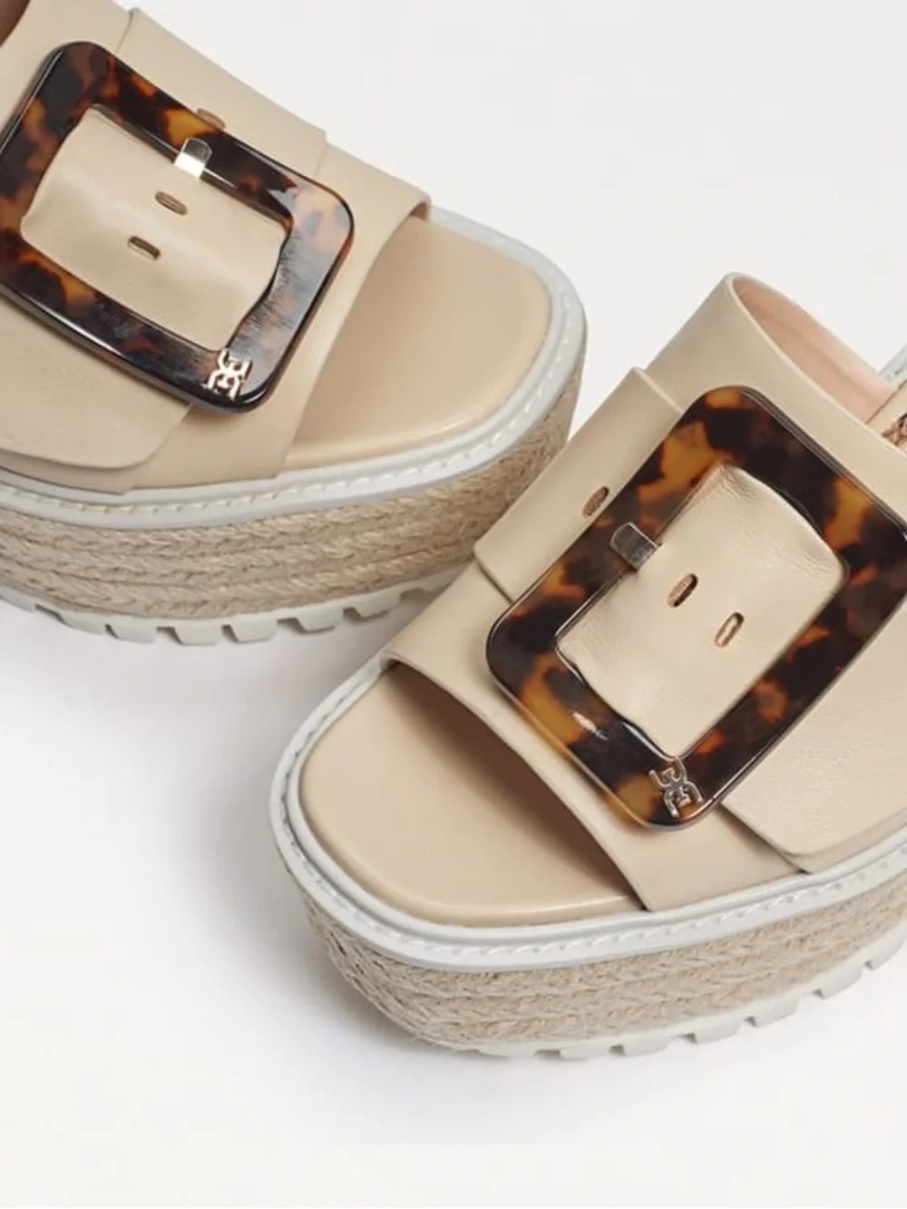Sam Edelman LIVI wedge leather buckle sand flatform platforms sand ivory New 6